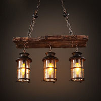 Lustre suspendu rustique industriel rétro vintage, lampe de bar, café, restaurant, loft antique, ancien bateau, luminaires suspendus en bois