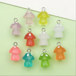 Colorful Resin Cartoon Mushroom Charms Transparent Glow In Dark Pendants For DIY Jewelry Accessories Unisex Everyday Wear - Product Image 4
