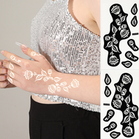 Pochoir de tatouage au henné temporaire personnalisé pour dessin floral, pochoir de tatouage au henné pour la main entière, autocollant non toxique