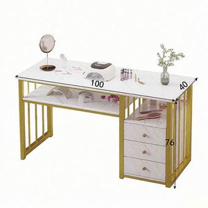 Station de manucure moderne en MDF avec plateau en métal, table à ongles avec 3 tiroirs pour <span class=keywords><strong>salon</strong></span> de manucure et de beauté - Product Image 5