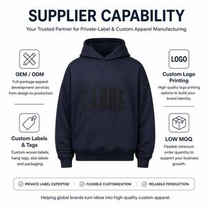 Sudadera con Capucha Premium Azul Marino para Hombre, con Estampado Gráfico Tonal CARRE y Corte Holgado con Hombros Caídos, para Ropa Urbana - Product Image 6