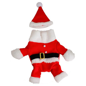 <b>Santa</b> Claus Costume For <b>Dogs</b> And Cats Winter Pet <b>Outfit</b> Red With White Trim Comfortable Christmas Clothing - Product Image 1