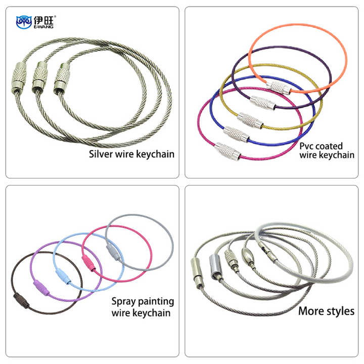 EWANG Wholesale Stainless Steel Wire Rope Key Chain Ring for Outdoor ...