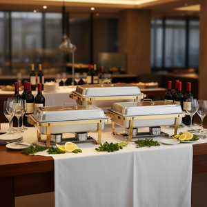 Vevor 8 Qt Rectangle Chafing Dish <b>Set</b> Gold Stainless Steel Buffet <b>Beverage</b> <b>Serving</b> Modern Design - Product Image 2
