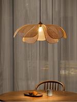 Tissé à la main en forme de fleur Designer Palmier Abat-jour Rotin Suspension Lustre Wabi Sabi Plafond Lampes Suspendues