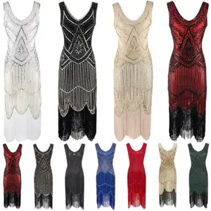 Plus Size Great Gatsby Costume 1920's Cocktail Party Sequin Fringe Flapper Dress