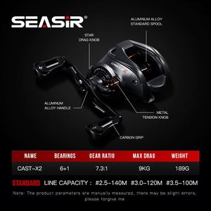 ORJD Cast-x2 <strong>Carbon</strong> Fiber Baitcasting Reel Wheel 7.3:1 Gear Ratio 9KG Max Drag Ceramic <strong>Bearings</strong> GRIP 6+1BB for River Fishing - Product Image 3
