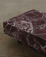 Table basse moderne de luxe en marbre Rosso Levanto, meuble décoratif carré en pierre naturelle sur mesure pour salon