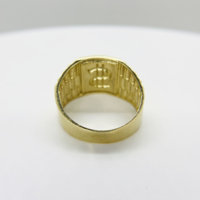 Bague porte-bonheur en or plaqué 14 carats avec symbole du dollar pour homme, style classique bicolore, bijou unique en or