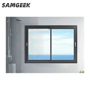 Jendela perumahan tahan air kaca Tempered panel ganda sistem geser aluminium terisolasi Windows