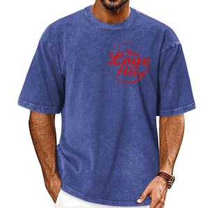 T-shirts 100% coton coupe ample pour hommes Streetwear T-shirts de base avec motif 3D Taille du tissu tricoté lourd lavé - Product Image 5