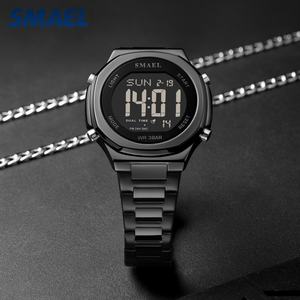 Montre Smael 6101 Chronographe numérique pour hommes, bracelet en acier inoxydable, montre-bracelet de style professionnel, mouvement à quartz avec lumière luminescente - Product Image 3