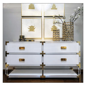 <span class=keywords><strong>Table</strong></span> <span class=keywords><strong>console</strong></span> d'entrée en bois et acrylique nordique avec étagères et tiroirs - Product Image 1