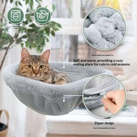 Lit pour chat à fixer sur le bureau, perchoir pour chat pivotant à 360 degrés, lit suspendu en peluche semi-circulaire pour économiser de l'espace, pour la maison et le bureau