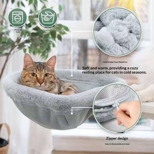 Cama para Gatos con Estante de Escritorio, Semicircular, Ahorra Espacio, con Abrazadera, Cama Suave y Acogedora de Felpa para el Hogar, Oficina, Escritorio - Product Image 2