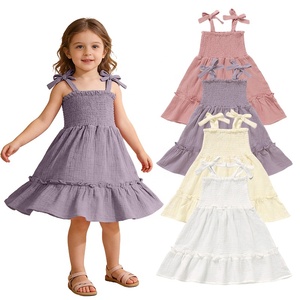 Vestitino Estivo per Bambine 100% <span class=keywords><strong>Cotone</strong></span> Organico, Abito con Spalline Sottili in <span class=keywords><strong>Mussola</strong></span>, Grazioso Abito a Canotta - Product Image 1