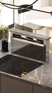 Moderno minimalismo Villa armadio cucina appartamento armadi modulari in legno naturale tono cucina cappa elettrica di sollevamento - Product Image 4