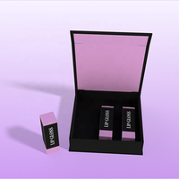 Emballage personnalisé pour gloss à lèvres avec logo, boîtes magnétiques noires mates, capacité de 6 gloss à lèvres