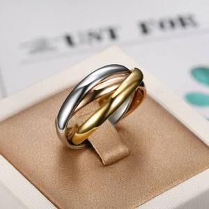 Anillo <span class=keywords><strong>de</strong></span> acero inoxidable chapado en oro <span class=keywords><strong>de</strong></span> 18K resistente al agua, anillo brillante <span class=keywords><strong>de</strong></span> <span class=keywords><strong>tres</strong></span> capas <span class=keywords><strong>de</strong></span> colores a la moda para mujer, anillos <span class=keywords><strong>de</strong></span> acero inoxidable - Product Image 3