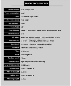 Lumière de scène à tête mobile à faisceau LED de haute qualité 295W, prix compétitif, éclairage 7 couleurs arc-en-ciel, voir vidéo, boîte de nuit - Product Image 3