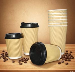 Gobelets à paroi ondulée 8oz/12oz/16oz (240/360/500ml) – Vente en gros de gobelets en papier jetables à double paroi pour café à emporter - Product Image 1