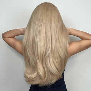 Pelucas de pelo liso Natural sintético para mujer, <span class=keywords><strong>Rubio</strong></span> 613, <span class=keywords><strong>flequillo</strong></span>, pelo falso mate, pelo Artificial, pelucas de red rosa - Product Image 6
