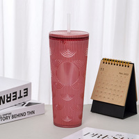Vaso Térmico Reutilizable de 710ml con Diseño de Olas Oceánicas y Cactus, Tapa con Brillo, Aislamiento Térmico, Libre de BPA, Estético