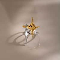 Ensemble de bagues étoiles personnalisées en acier inoxydable 316L, or et argent bicolore, bague étoile à quatre branches, bagues empilables Y2K pour femmes, style cool