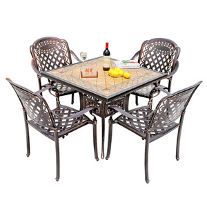 Cast <b>Aluminum</b> Garden Set 4 Seater Outdoor Patio <b>Table</b> Chairs Weather Resistant Traditional Style Foshan Made - Product Image 1
