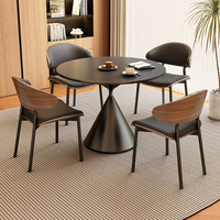 Table et chaises de salle à manger en marbre de style rustique ; Table de conférence ronde haut de gamme, esthétique luxueuse, pour usage domestique et commercial