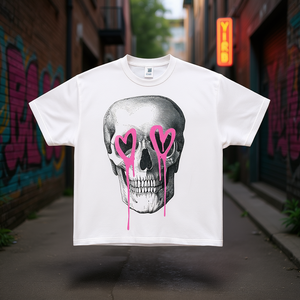 T-shirt con Grafica Cuore e Occhi per Bambini, Vestibilità Ampia Oversize, Girocollo, Manica Corta, 100% Cotone Jersey, Stile Streetwear Stampato - Product Image 2