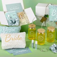 Boîte cadeau pour fête prénuptiale, sac à maquillage, cartes d'invitation, gobelet en verre, baume à lèvres, bracelets noués pour cheveux, cadeaux pour demoiselle d'honneur et demoiselle d'honneur