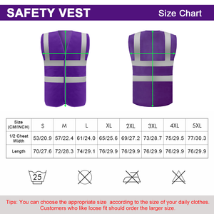 Gilet de sécurité tricoté respirant et réfléchissant SMASYS pour travaux de construction, avec logo personnalisé, haute visibilité, violet, faible MOQ - Product Image 4