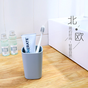 Nordic Color Plastic Toothbrush Cup Cylindrical Easy Cleaning Bath <b>Accessory</b> - Product Image 2