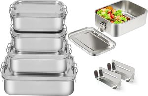 Boîte à bento empilable en acier inoxydable, compatible micro-ondes, étanche, sans BPA, 2 compartiments, facile à nettoyer au <span class=keywords><strong>lave</strong></span>-<span class=keywords><strong>vaisselle</strong></span> - Product Image 3