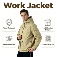 Veste de travail robuste texturée pour homme, tissage fin, plusieurs poches cargo, vêtement extérieur à capuche, inspection de contrôle qualité avant expédition AQL 2.5