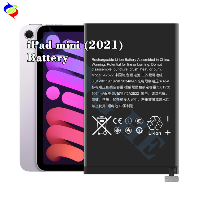 Wholesale Tablet Battery for iPad Mini 6 A2522 A2567 A2568 Li-Ion 3.81Vdc 19.19Whr 5034mAh Replacement