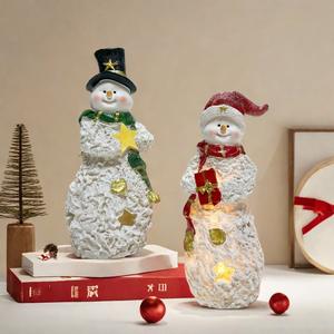 Figura Decorativa Luminosa de Muñeco de Nieve Navideño en Resina Epoxi para Decoración Festiva y Adornos Navideños - Source - Product Image 2