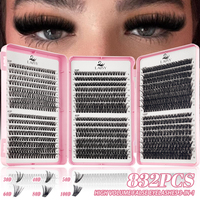 832 faux cils en grappe pliables à 3 plateaux, densités variées, effet volumineux, pour extensions de cils pour débutants