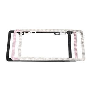 Marco de placa de matrícula cromado negro de Metal Marco De <span class=keywords><strong>Matricula</strong></span> adecuado para marco de matrícula de coche estándar de EE. UU. Soporte de placa de diamante - Product Image 2