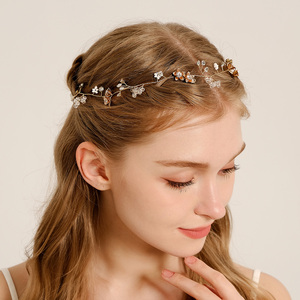 Vignes de cheveux de mariée perles de cristal fleur accessoires de cheveux de mariage diadème casque pour demoiselle d'honneur première <span class=keywords><strong>Communion</strong></span> - Product Image 1