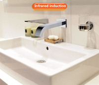 Vancoco Robinet à capteur mural innovant Robinet infrarouge de bassin Robinet automatique pour centre commercial