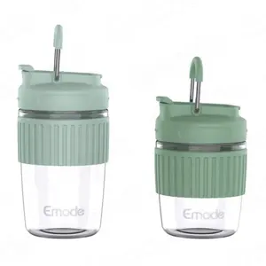 Emode แก้วนํามาใช้ใหม่ฉนวนชา/แก้วกาแฟไปกับฝาจับพับ, แก้วท่องเที่ยวเป่ามือสําหรับชากาแฟร้อน/น้ําแข็ง