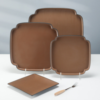 Service de table en mélamine noir or design Dubaï, assiette mate noire carrée
