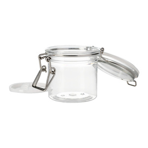 Clear Wide Mouth BPA Free Food Storage Airtight 200ml Cylindrical PET Jar with Clip Cap - Product Image 3