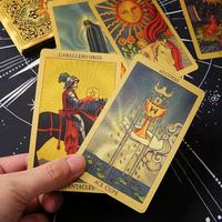 Vente en gros Tarot espagnol en feuille d'or 12*7cm Cartes de jeu de société en PVC étanches avec guide