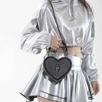 Sac à bandoulière rigide en forme de cœur gothique pour femme, sac à main style punk, sac à main pour femme pour fête d'Halloween et streetwear