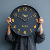 Jam Dinding Matte Biru Tua dengan Logo Kustom, Tanpa Suara Tik-tok, untuk Kantor, Hadiah Perusahaan, Barang Promosi, Desain Modern Mewah, Bentuk Pie