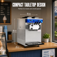 Machine à glaces molles de qualité industrielle à 3 saveurs U88 |   Machine à glaces de table robuste de 7000 BTU pour les détaillants mondiaux