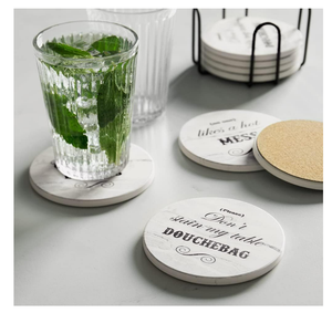 Ensemble de <span class=keywords><strong>sous</strong></span>-verres modernes et amusants White Elephant - Cadeau original pour adultes, Noël et pendaison de crémaillère, nouvelle maison - Product Image 6